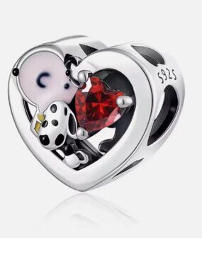 NWT S925 Sterling Silver Snoopy Love Charlie Pendant Charm Necklace Bracelet